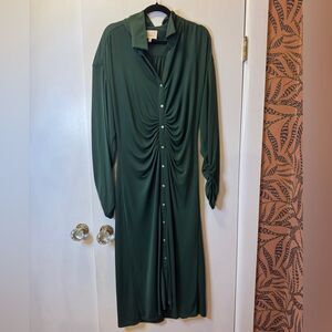 CINQ À SEPT Midi Arden Dress Dark Emerald Green Women’s Size XL